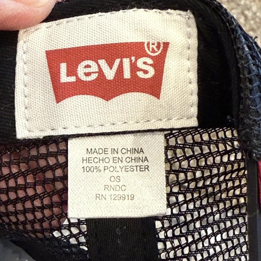 Levi's Silver Tab Hat Retro Logo Snapback Trucker Cap Black Foam Mesh One Sz NEW